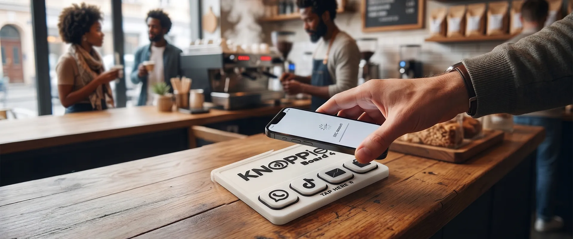 Knoppie NFC Tag Coffee & Restaurant Display Banner